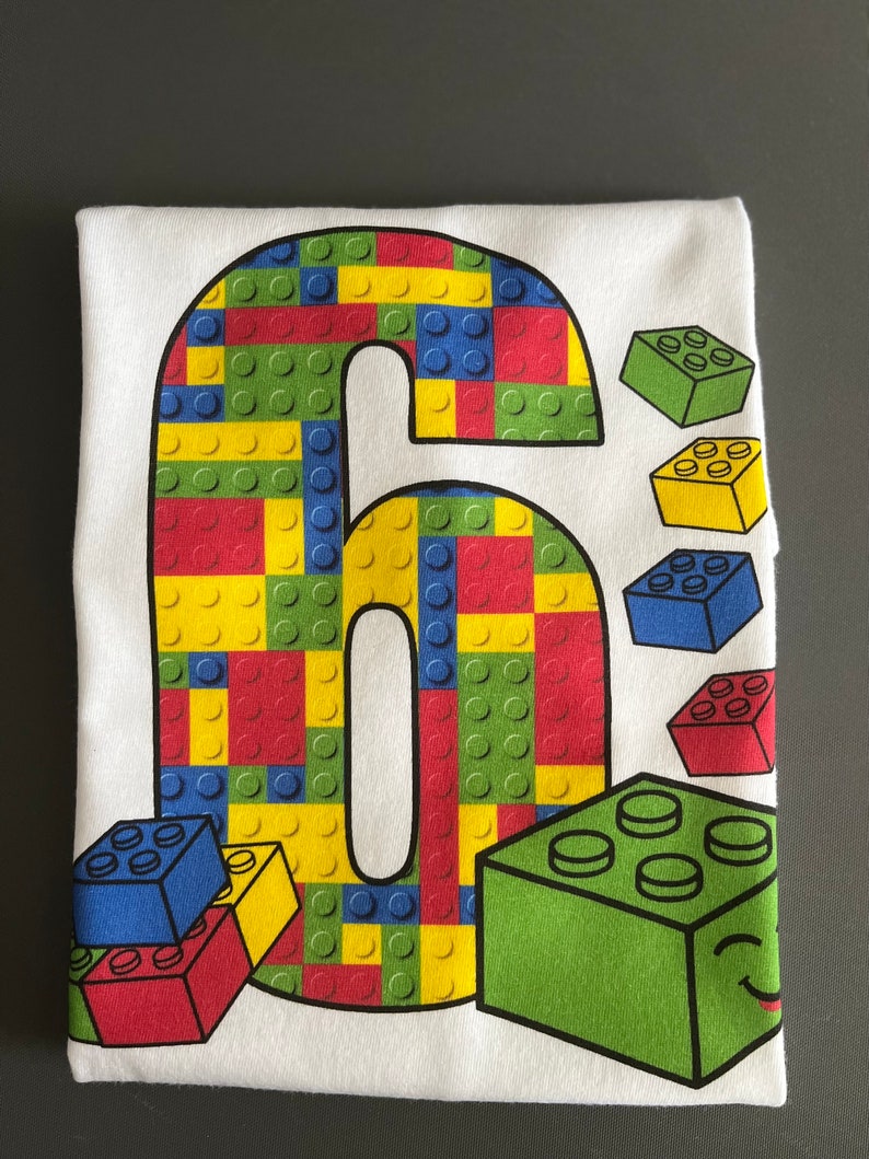 Boys Blocks Birthday Shirt Colored Blocks Building Blocks Birthday Shirt Kids Building Blocks Birthday Shirt Childs Blocks Birthday afbeelding 5