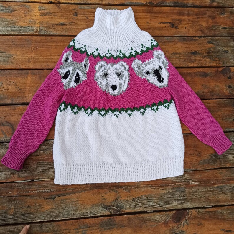 gift for Christmas 4-6 years old baby sweater white sweater with bear Knitted children sweater fashion soft