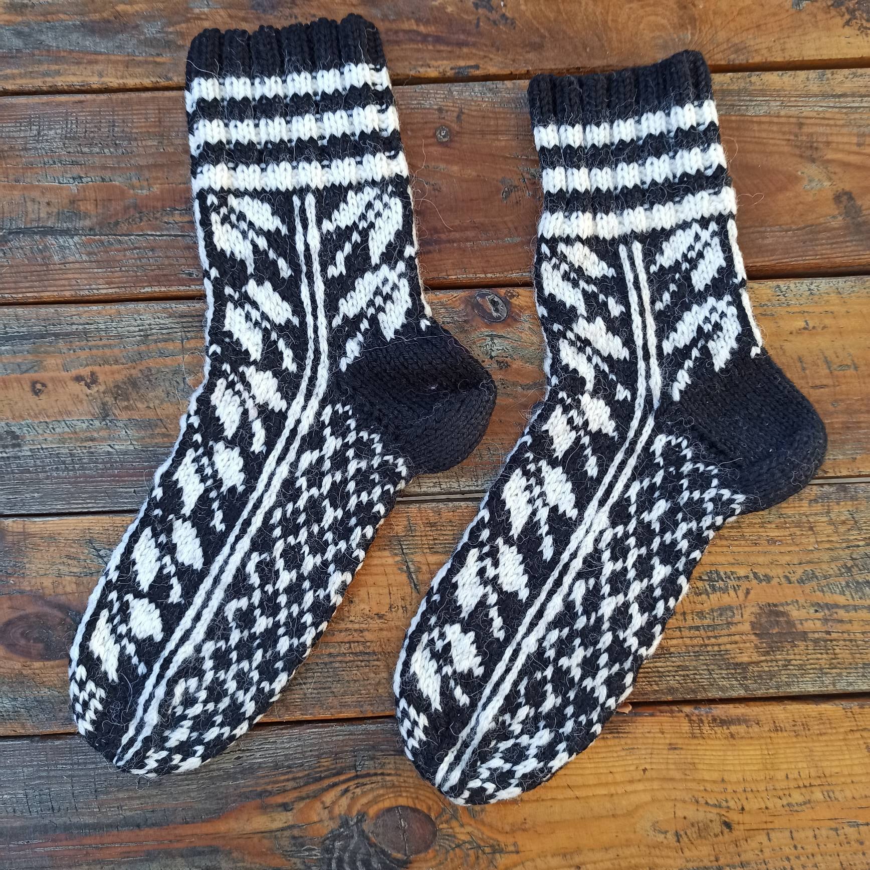 Socks Knitted Norwegian wool style Nordic warm and soft Etsy