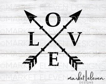 Love SVG Arrow JPG Digital Design Instant Download Valentine's Cut File Printable Silhouette Cricut February Decor Love Sign Arrows Clipart