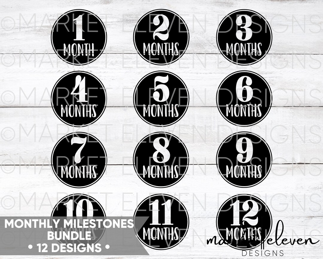 Monthly Milestone SVG Bundle Birthday SVG Monthly Cut File Monthly Baby ...