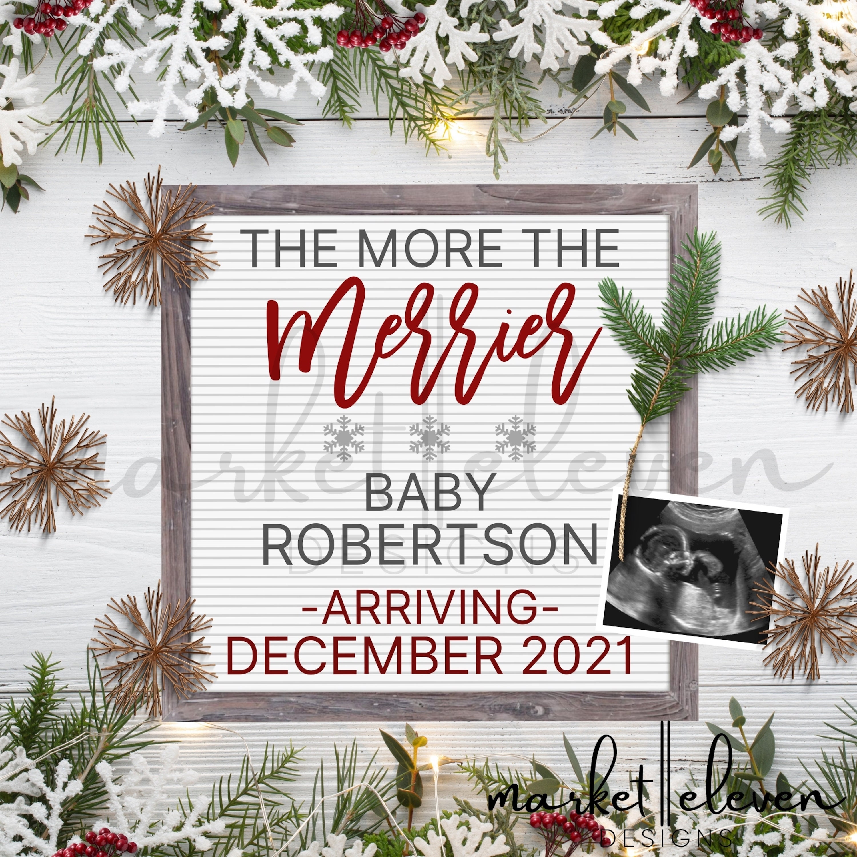Christmas Baby Announcement Custom Holiday Baby Announcement Etsy