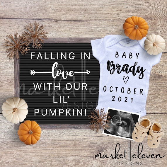 Little Pumpkin Baby Announcement Custom Fall Pregnancy