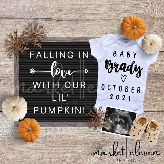 Little Pumpkin Baby Announcement Custom Fall Pregnancy