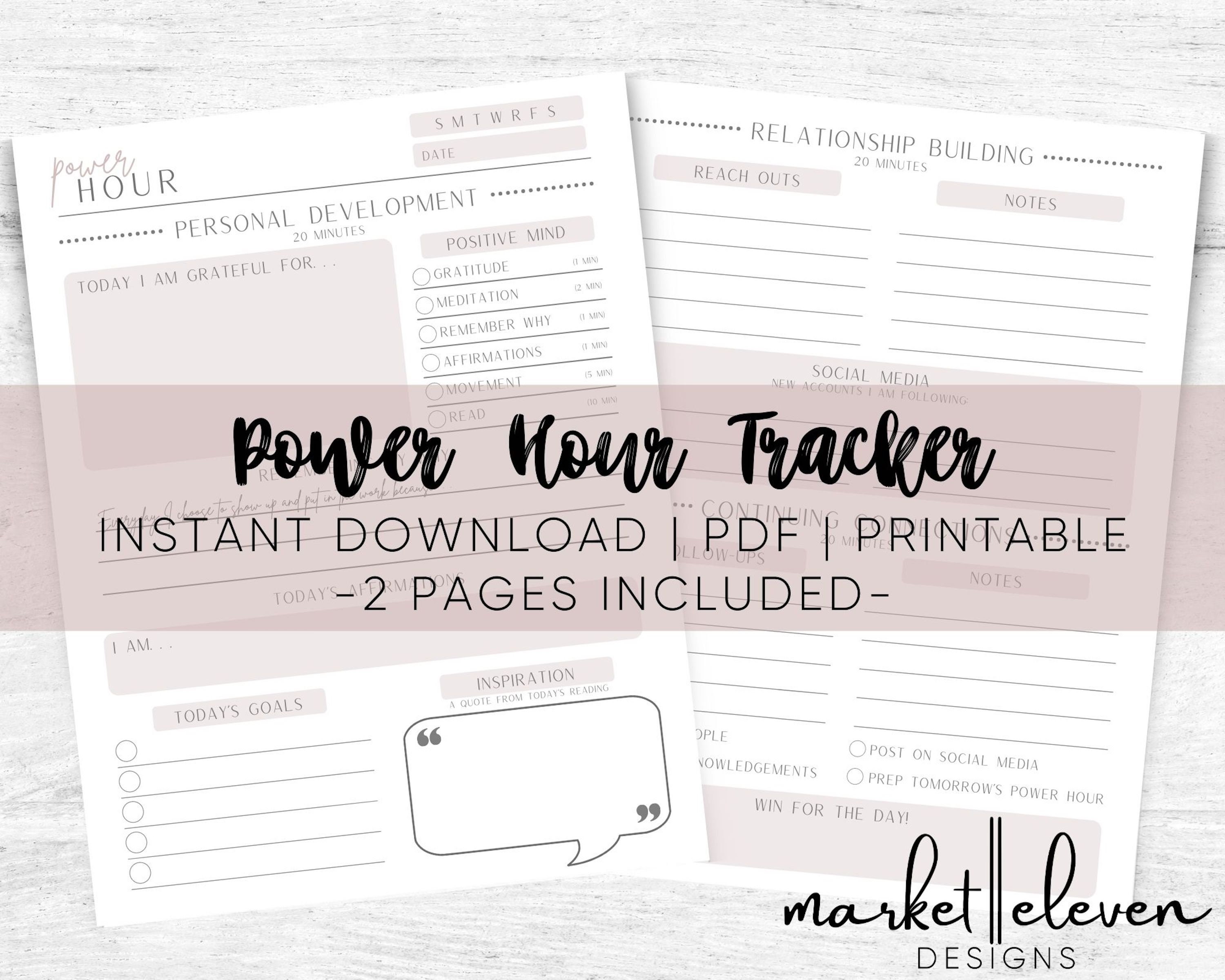 Power Hour Tracker Network Marketing Power Hour Printable Etsy