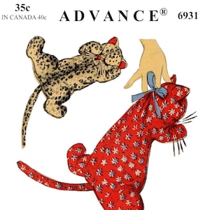 PDF Digital Download A4/Letter Paper Advance 6931 1940's Sleeping CAT Kitten Fabric Sewing Pattern Cute - Stuffed animal