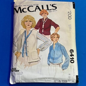 UNCUT McCalls 6410 - Easy Misses Blouse and Vests Sewing Pattern - Size -8-10-12