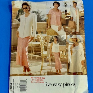UNCUT Vogue 1814 Misses Jacket, Dress, Top, Skirt and Pants Sewing Pattern - Five Easy Pieces - Very Easy, Size 6-8-10