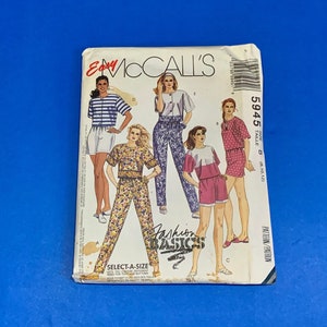 UNCUT McCall&#39;s 5945 Misses  Easy Tops and Pants or Shorts Sewing Pattern - Size 8, 10, 12 -Bust - 31 1/2&quot; - 34&quot;