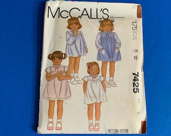 McCall's 7425 Toddlers pullover dress and jumper Sewing Pattern - Sizes 2 -  Complete