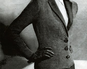 PDF 1940's Women's Knitting pattern - Waffles jacket - blazer Knit pattern  Digital Download