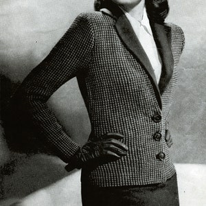 PDF 1940's Women's Knitting pattern - Waffles jacket - blazer Knit pattern  Digital Download