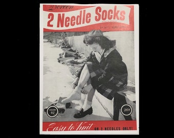 PDF 50&#39;s Vintage 2 Needle Socks Knit Knitting Pattern for 13 pairs of socks - Mens, Girls, Children - 1950&#39;s Digital Download