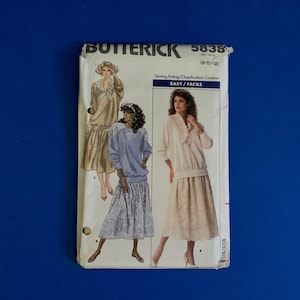 UNCUT Butterick 5838 Misses loose fitting top and skirt sewing pattern - Size 8-10-12 - Bust 31 1/2 - 34&quot;