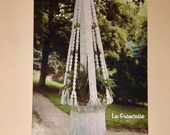 PDF Macrame table plant hanger La Francaise instructions 1970's  holds plant - DIY Digital Download of pattern and knot instructions