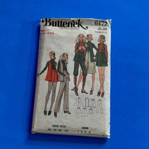 Butterick 6472 Junior Vest, Skirt, Pants, Knickers, Shorts and Sweater Sewing Pattern --Size 11- Bust 33 1/2&quot;&quot; - Complete