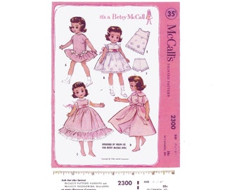 PDF McCalls 2300 Vintage Betsy McCall 7 1/2" to 8” Doll Wardrobe Sewing Pattern for 8 1/2 x 11" paper Designed by Helen Lee -  REPRO