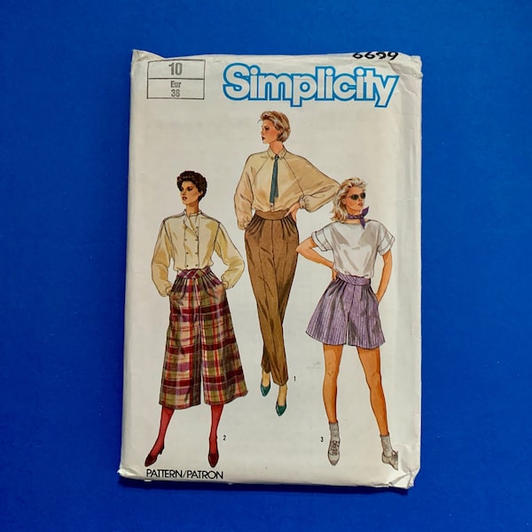UNCUT Simplicity 6699 Misses Loose fitting pants and culottes in 2 lengths sewing pattern - Size 10  - waist 25"