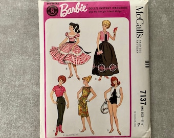 PDF 60's Fashion Doll wardrobe McCalls 7137 sewing pattern for 11 1/2" dolls Annette, Mitzi, Gina, Kay Polly Jr. Babs, Midge 8 1/2" x 11"