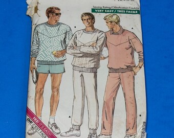 UNCUT Butterick 5916 Mens Top, Pants and Shorts sewing pattern - Size XS-S-M, Chest 32-40 "For stretch knits only"
