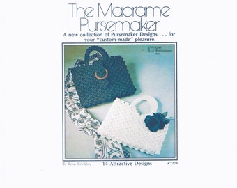 PDF The Macrame Pursemaker - 14 macrame pocketbook, purse, handbag, clutch patterns  DIY Digital Download of pattern + knot instructions