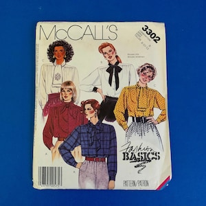 McCalls 3302 - Misses Blouses Sewing Pattern - Size -8-10-12 - Cut and Complete