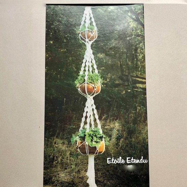 PDF 3 pot Macrame plant hanger Etoile Etendu instructions 1970's  -Holds 3 plants - DIY Digital Download of pattern and knot instructions