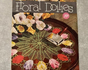 PDF Instant Download PDF 1950's Floral Doilies crochet collection doily, placemat, runner patterns book digital download Vintage