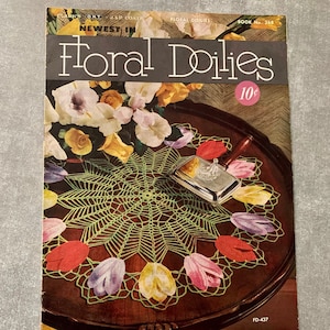 PDF Instant Download PDF 1950&#39;s Floral Doilies crochet collection doily, placemat, runner patterns book digital download Vintage
