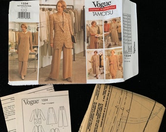 90's Vogue Career Wardrobe Tamotsu Misses Jacket, Dress, Top, Tunic, Skirt, Pants Sewing Pattern  1334 - Size -12-14-16  Bust 34-38" - Uncut