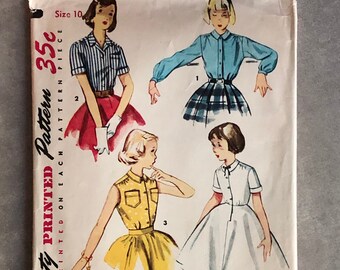Simplicity 4419 Sewing Pattern Girls' Blouse and Blouse slip - Size 8 or Size 10 - Cut and complete