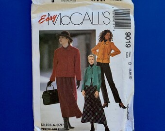 UNCUT Easy McCall's 9019 Misses  Unlined Jacket, Pull-on Pants and Skirt Sewing Pattern Size 8-10-12 - Bust 31 1/2 - 34"