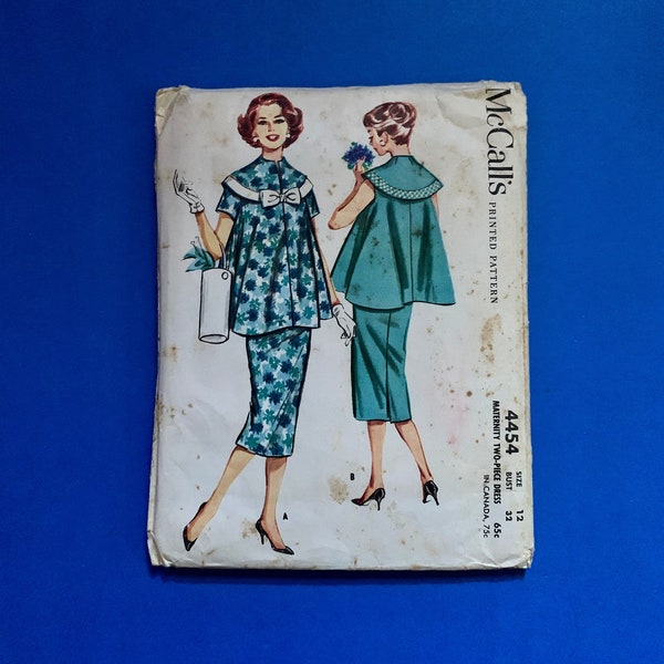 Rare 50's McCalls Misses Maternity Two-piece Dress Sewing pattern 4454 - Size - 12, Bust 32" - Complete