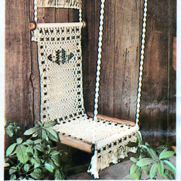 PDF Macrame Chair Swing  instructions  1970's Boho - unique - DIY Digital Download of pattern and knot instructions