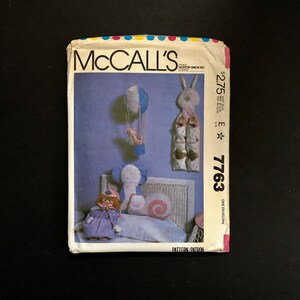 McCall&#39;s Crafts Sewing Pattern 7763   Child&#39;s bedroom accessory package with transfer for embroidery  UNCUT