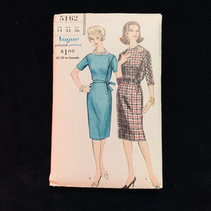 Vogue 60er Misses&#39; One Piece Kleid Schnittmuster 5162 - Größe 14, Büste 34, Hüfte 36 - UNCUT