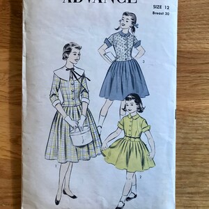 1950&#39;s Girl&#39;s elongated waistline dress sewing pattern - Advance Pattern 6984- Size 12, Breast 30 - Cut and complete