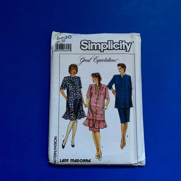 UNCUT Simplicity 9030 Lady Madonna Maternity Skirt and Dress or tunic  Sewing Pattern  - Size 12 - 14 or 18