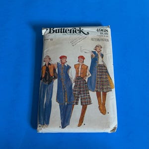 1970's Butterick 4968 Misses Weste, Culottes und Hose Schnittmuster -Größe 10- Büste 32 1/2 "- Komplett