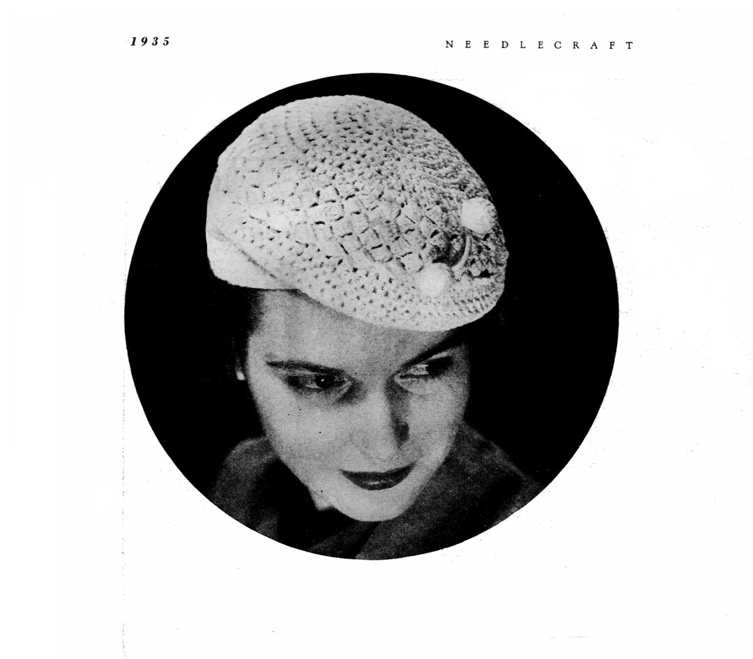 PDF Vintage 1935 Beret Pattern Needlecraft Crochet Beret Pattern Good