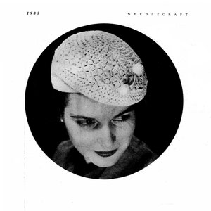 PDF Vintage 1935 Beret Pattern Needlecraft Crochet Beret Pattern - bueno para principiantes Entrega digital