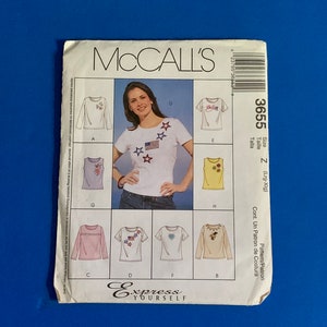 UNCUT McCall&#39;s 3655 Misses pullover tops for stretch knits  sewing pattern  Size:  Lrg, Xlg