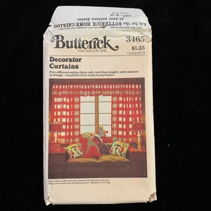 UNCUT Butterick 3465 Sewing Pattern - Curtains, cafe curtains, Valances, swags
