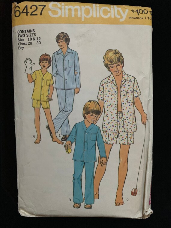 Simplicity Boys Pajamas in 2 Lengths Sewing Pattern 1434 Size 4 Chest 23 Cut and Complete Etsy Canada
