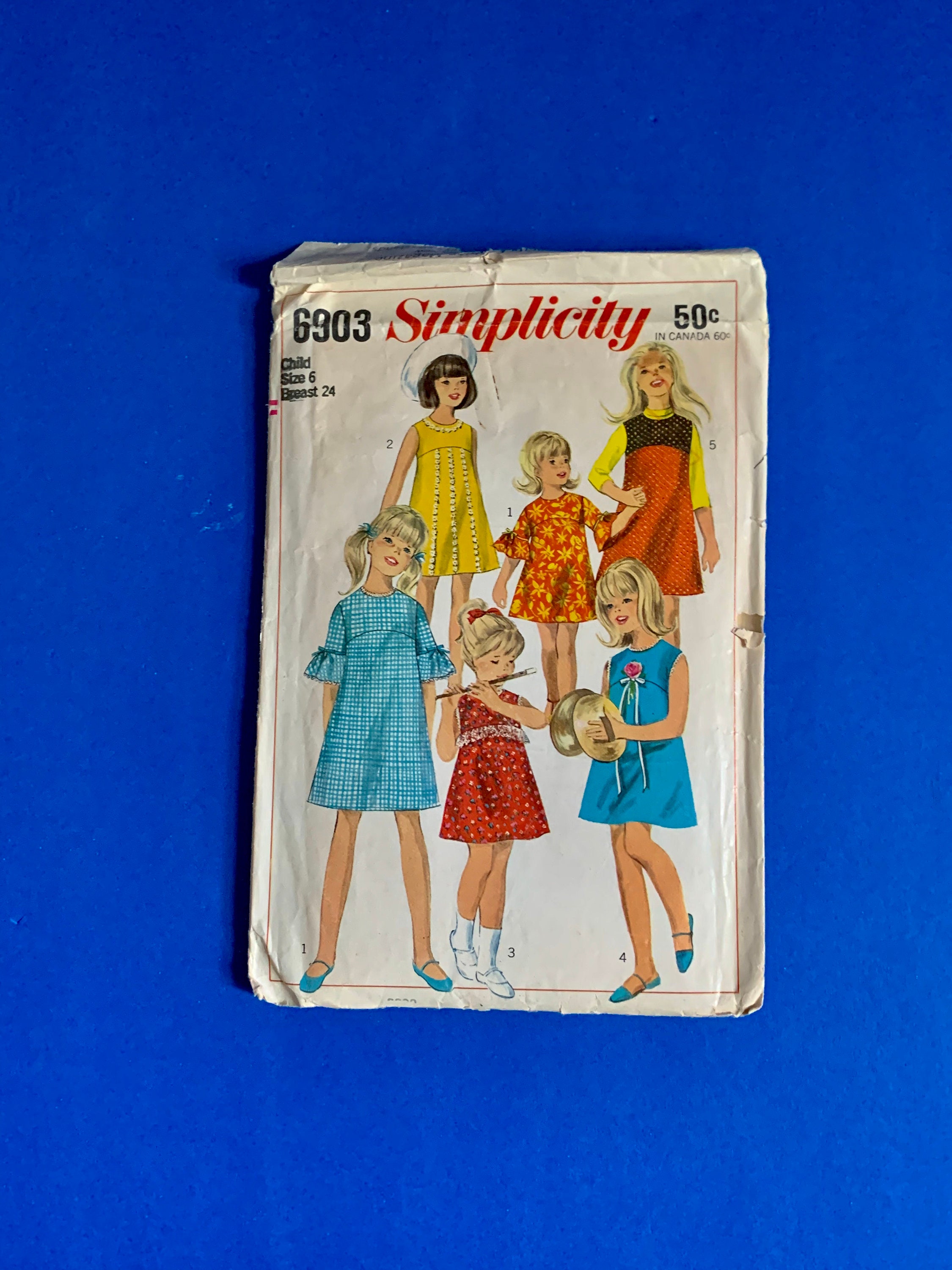 Simplicity 6903 Girls One Piece Dress Or Jumper Sewing Pattern Etsy