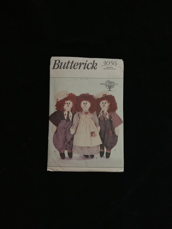 Americana Rag Dolls 22/" Raggedy Ann 3056 Butterick Pattern Hickory Stick and Co