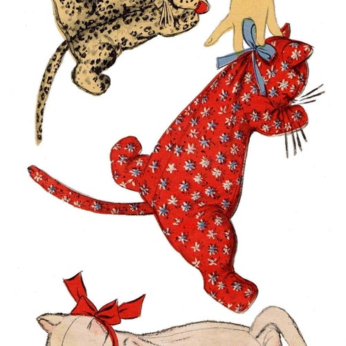 PDF Digital Download A4/Letter Paper Advance 6931 1940's Sleeping CAT Kitten Fabric Sewing Pattern Cute - Stuffed animal