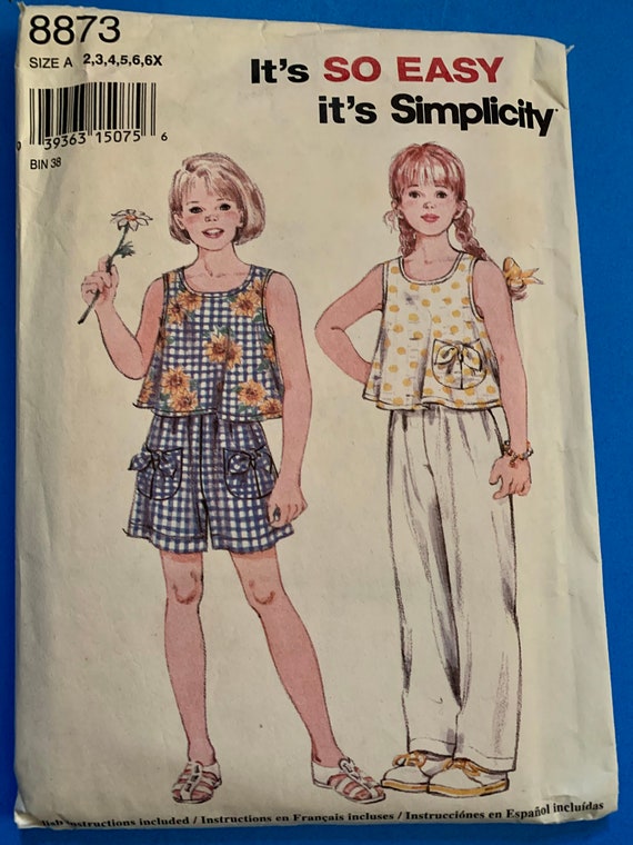 結婚祝い Simplicity 8873 Top Summer and Shorts or Pants Child's 裁縫材料