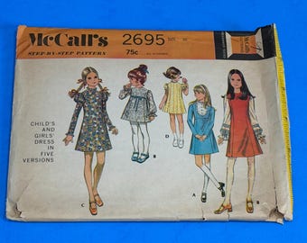 1950's Simplicity 1557 Girl's One-piece Dress With Separate Collar ...