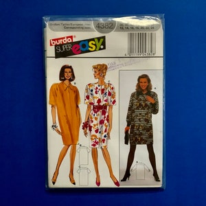 UNCUT Burda 4382 Sewing Pattern Misses&#39; dress with collar variations - Size 12, 14, 16, 18, 20, 22, 24
